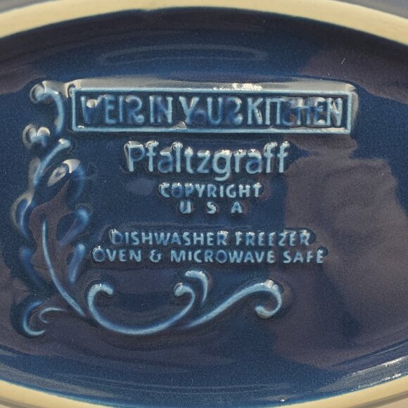 Pfaltzgraff Weir In Your Kitchen Chicory Blue Oval Baker Handled Casserole Dish - Picture 5 of 6